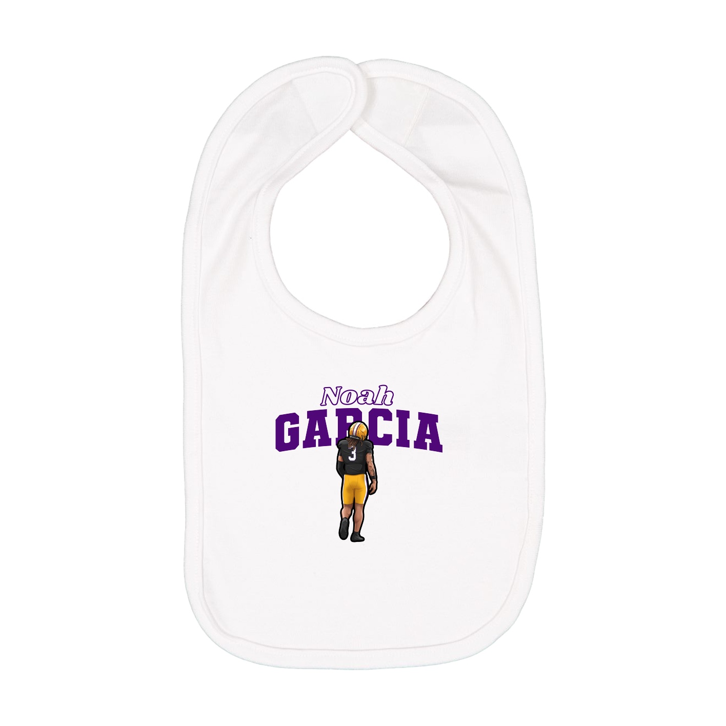 Infant Bib — Name Arch in White