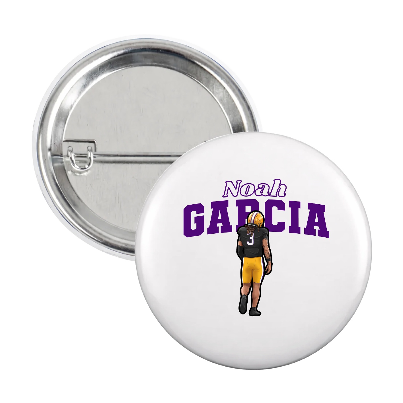 Game Day Button — Name Arch in White