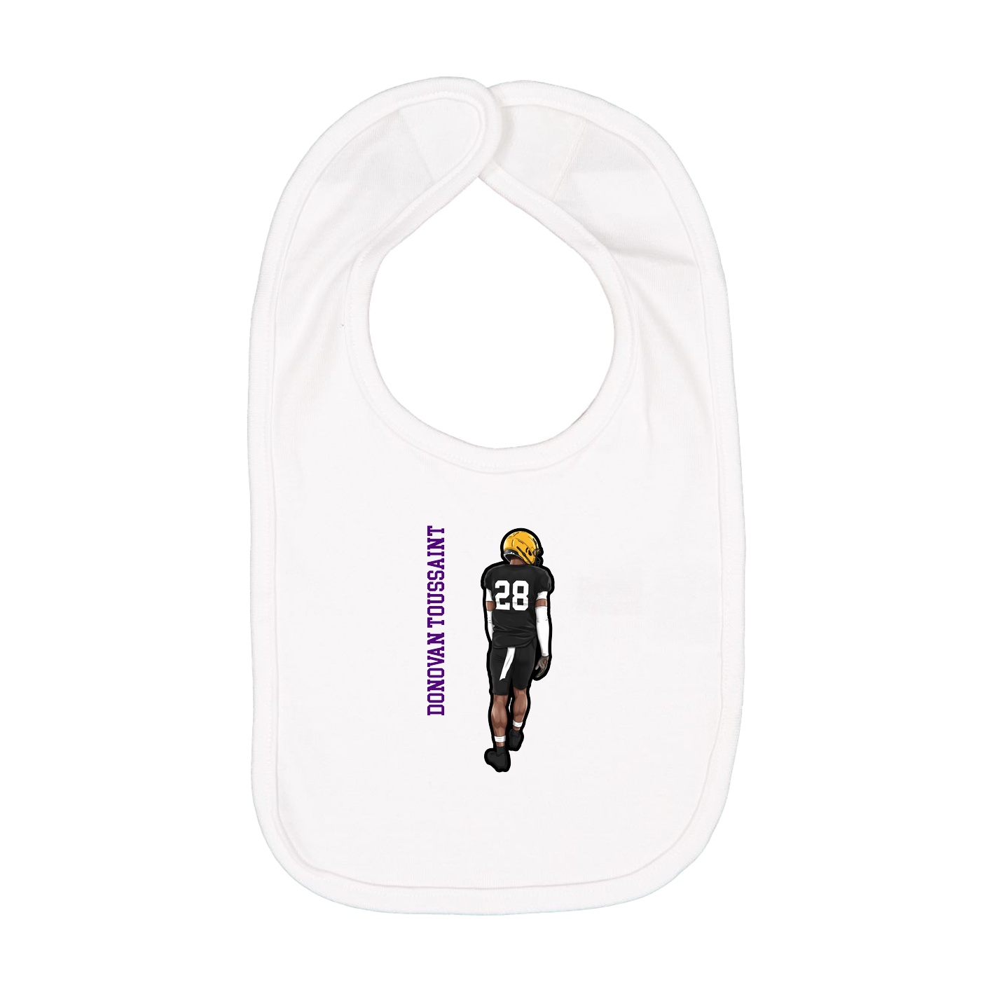 Infant Bib — Name Vertical in White