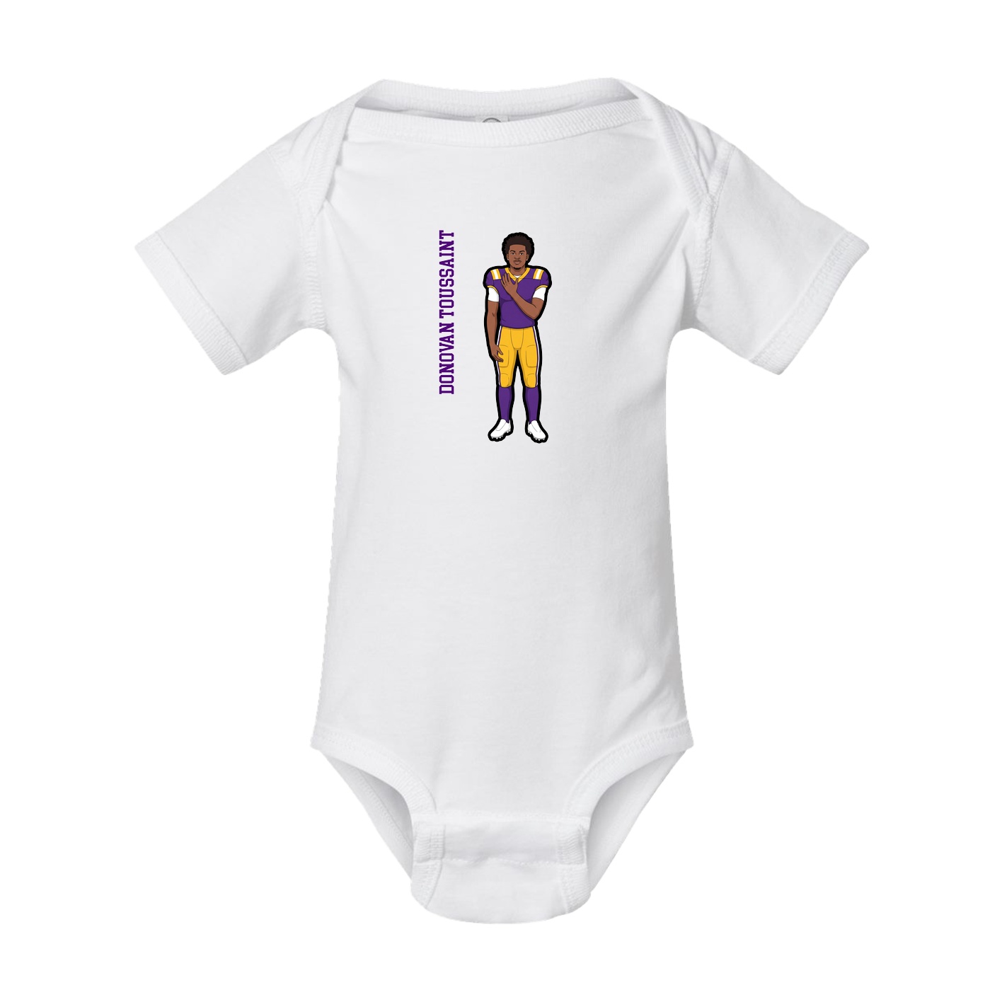 Baby Onesie — Name Vertical in White