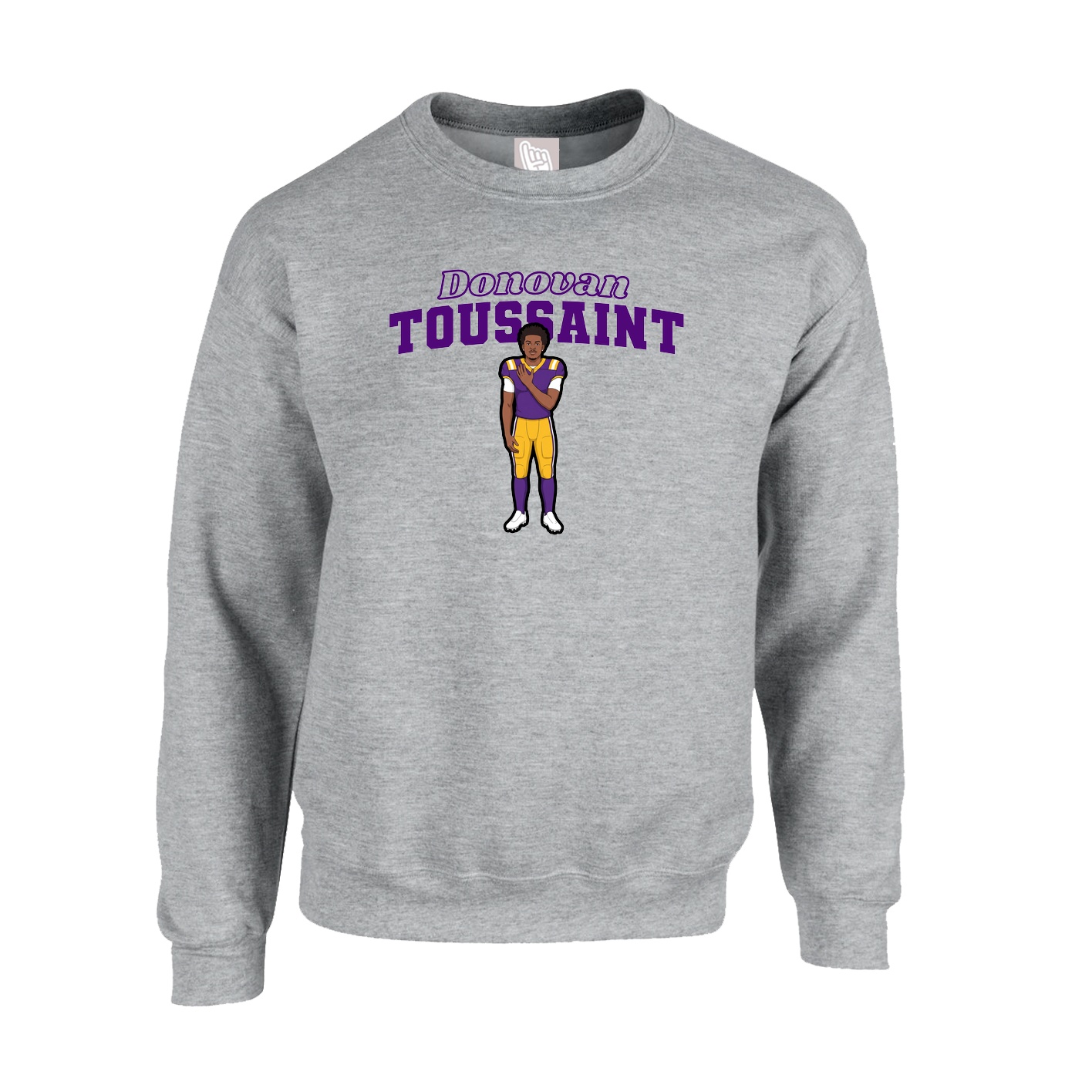 Fleece Crew — Name Arch in Grey
