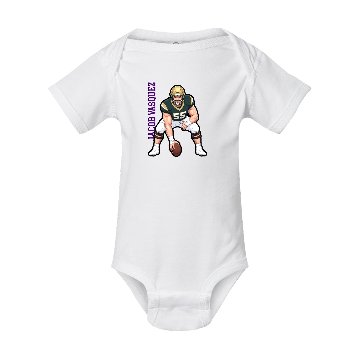 Baby Onesie — Name Vertical in White
