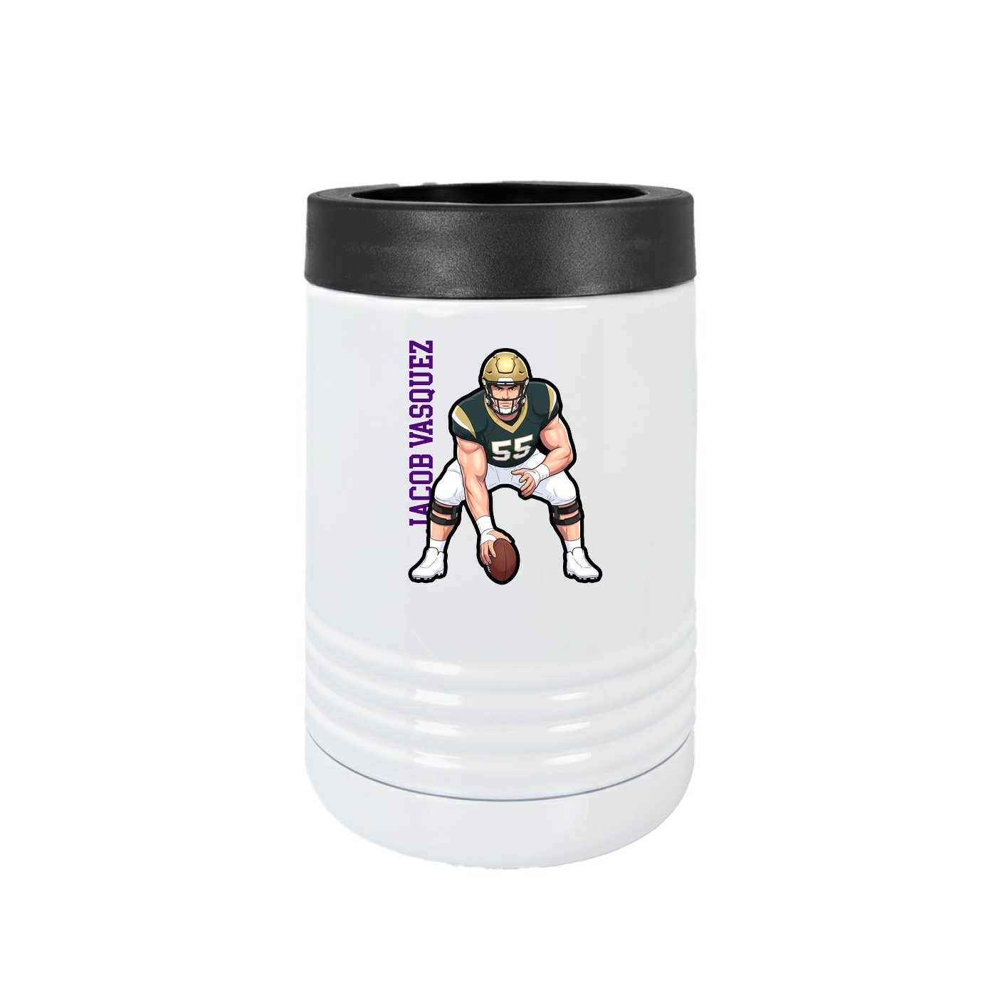 Beverage Holder — Name Vertical in White