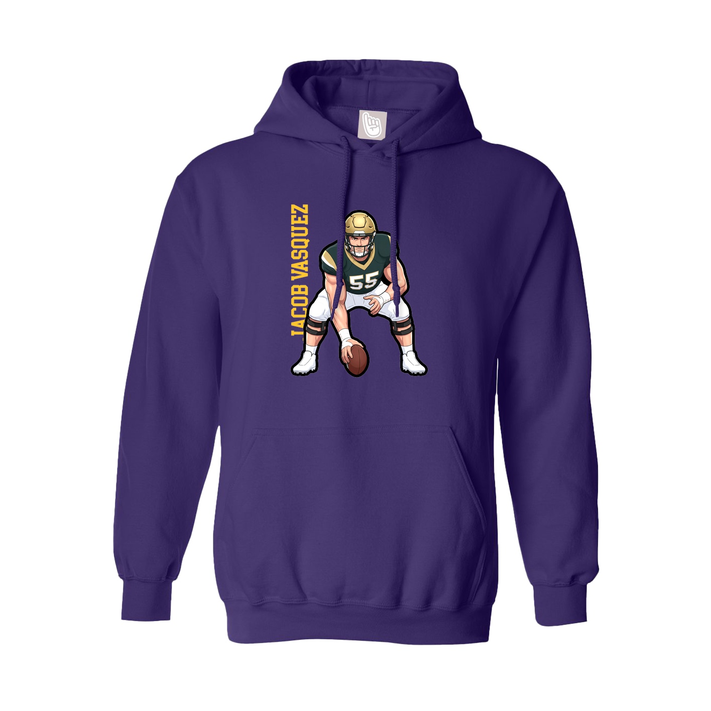 Hoodie — Name Vertical in Purple