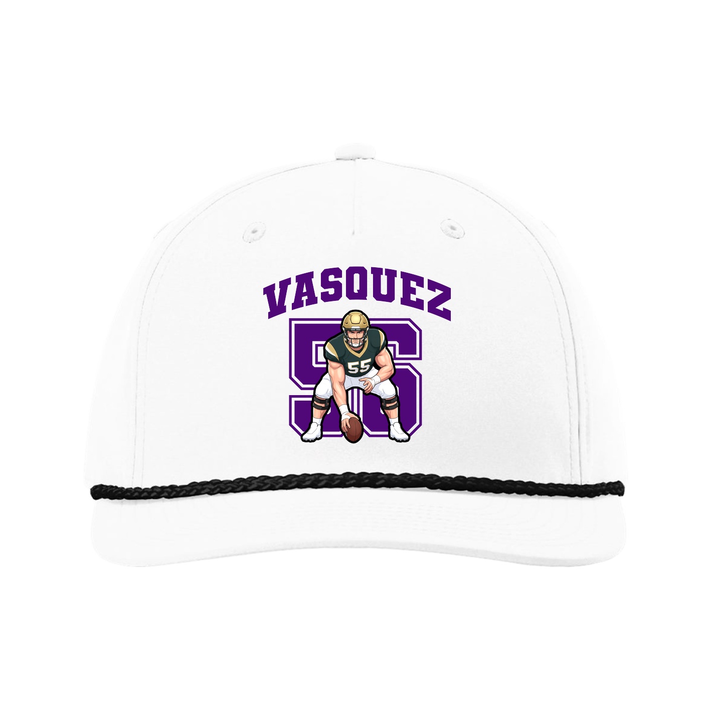 Five-Panel Classic Rope Cap — Number in White