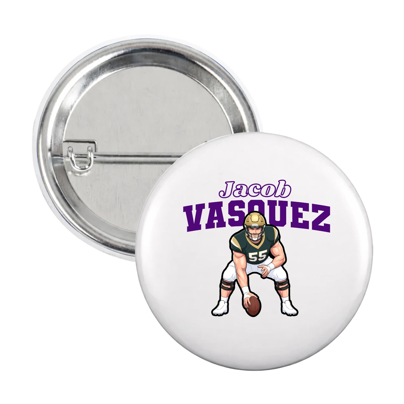 Game Day Button — Name Arch in White