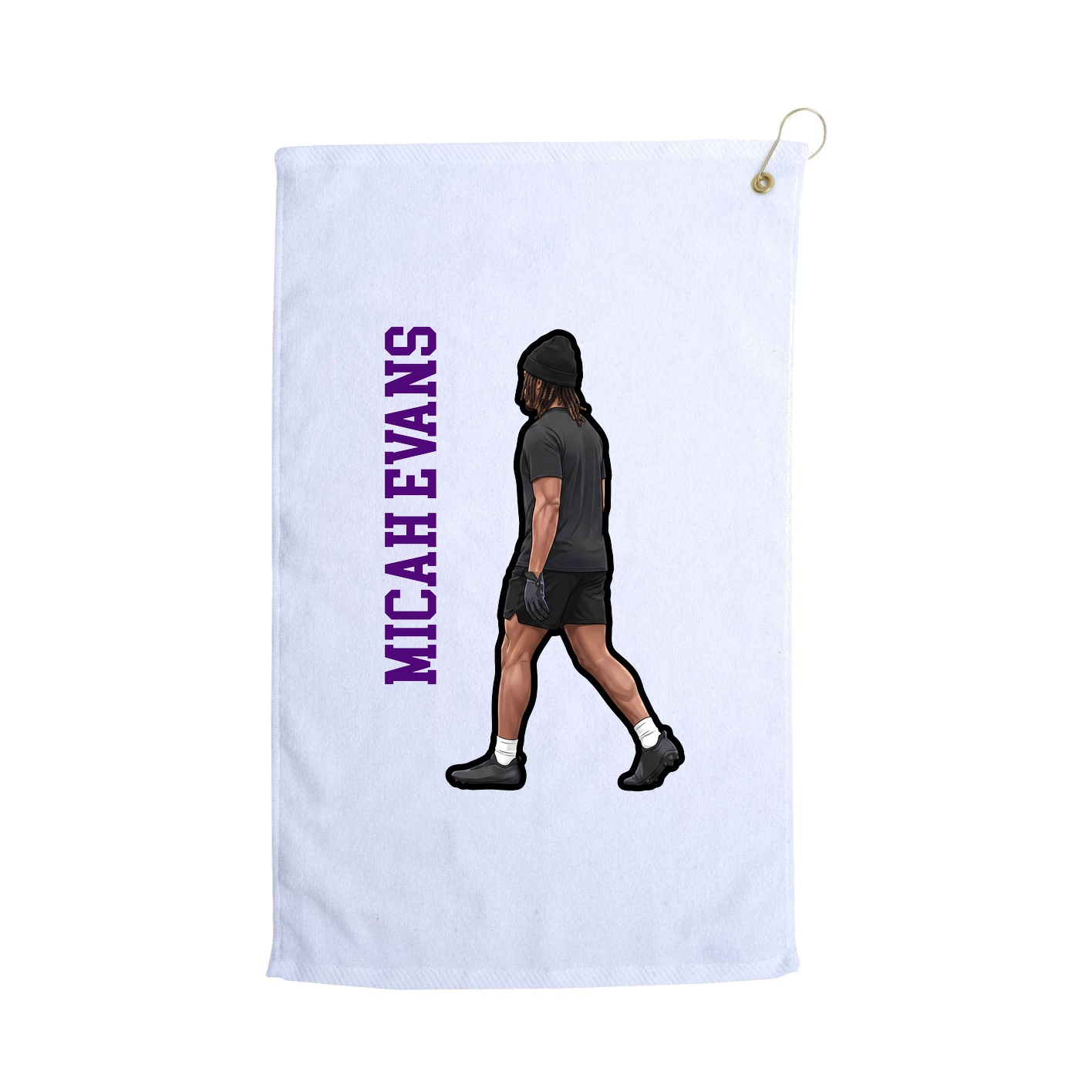 Golf Towel — Name Vertical in White