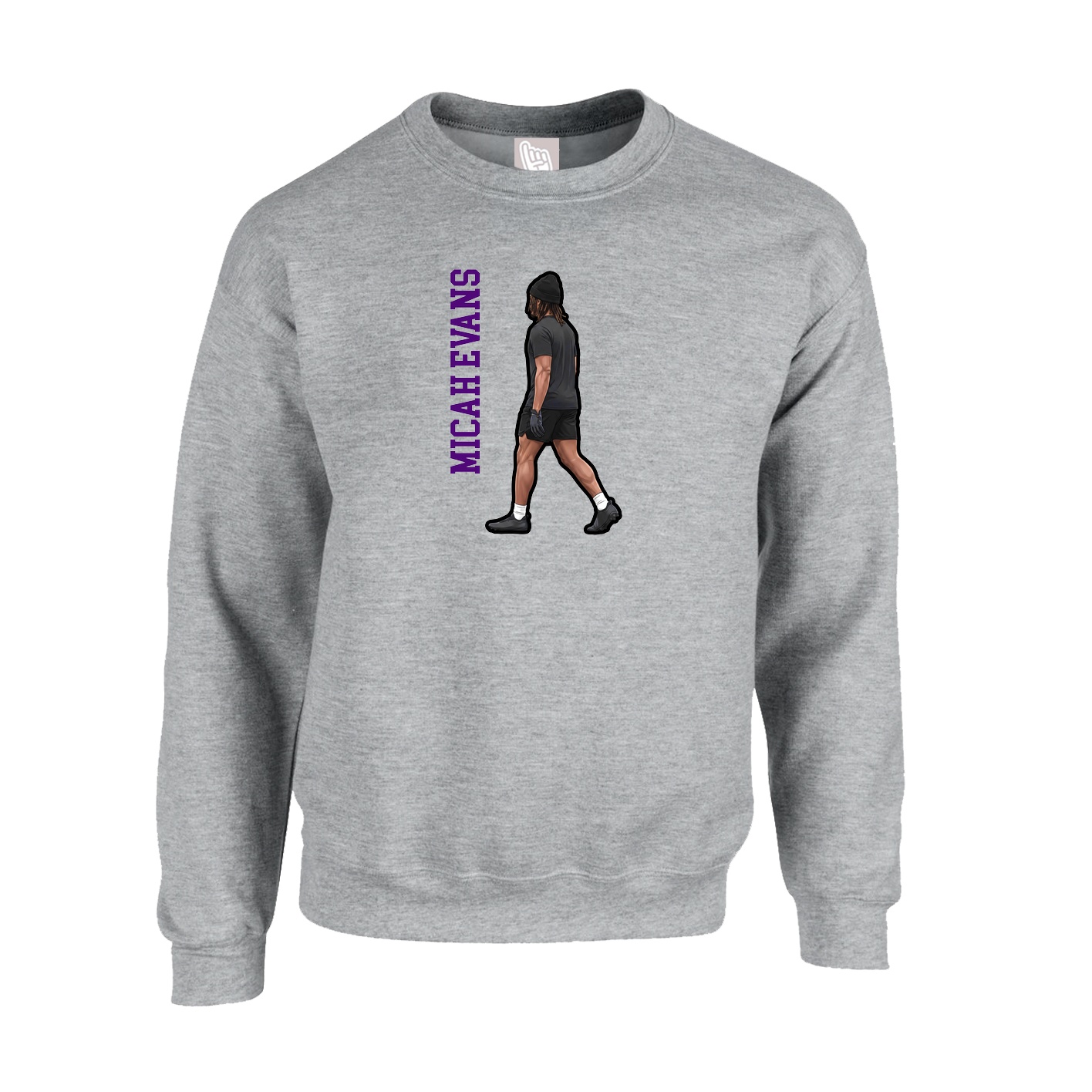 Fleece Crew — Name Vertical in Grey