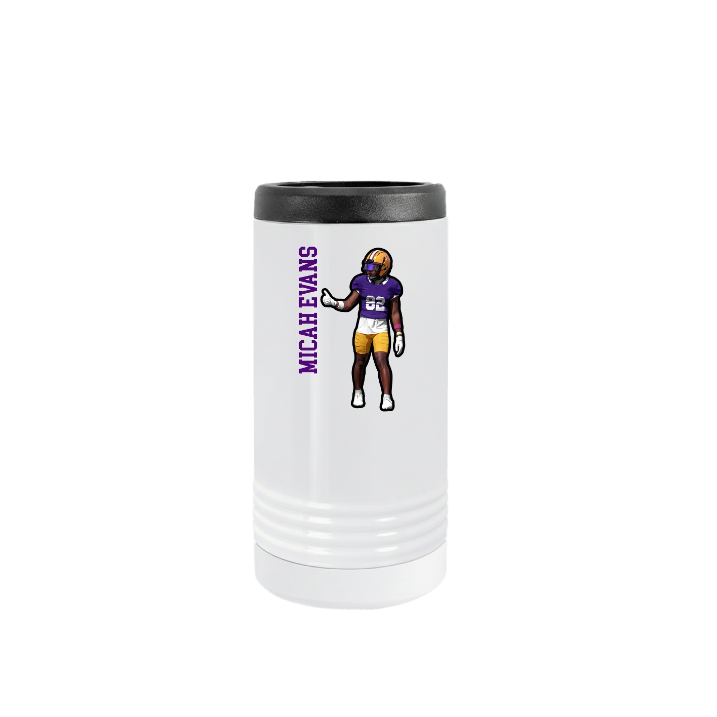 Slim Beverage Holder — Name Vertical in White