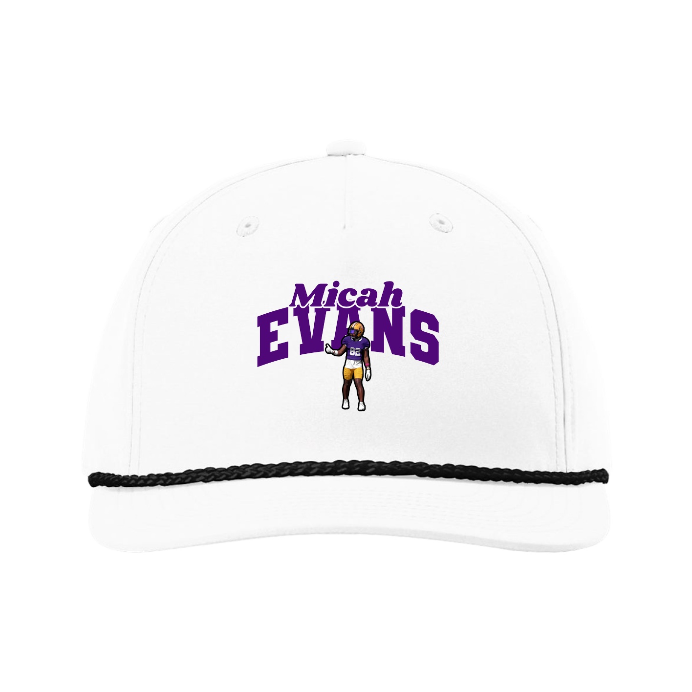 Five-Panel Classic Rope Cap — Signature Arch in White