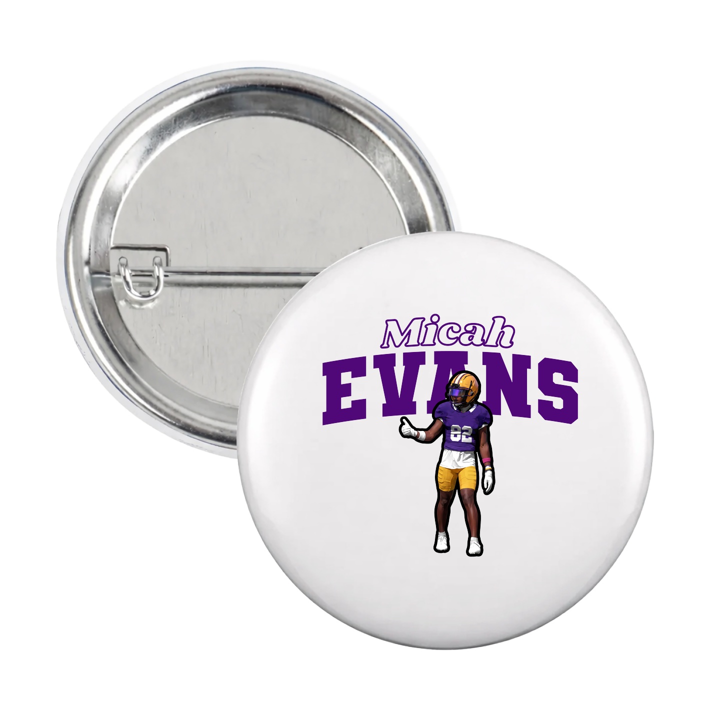 Game Day Button — Name Arch in White