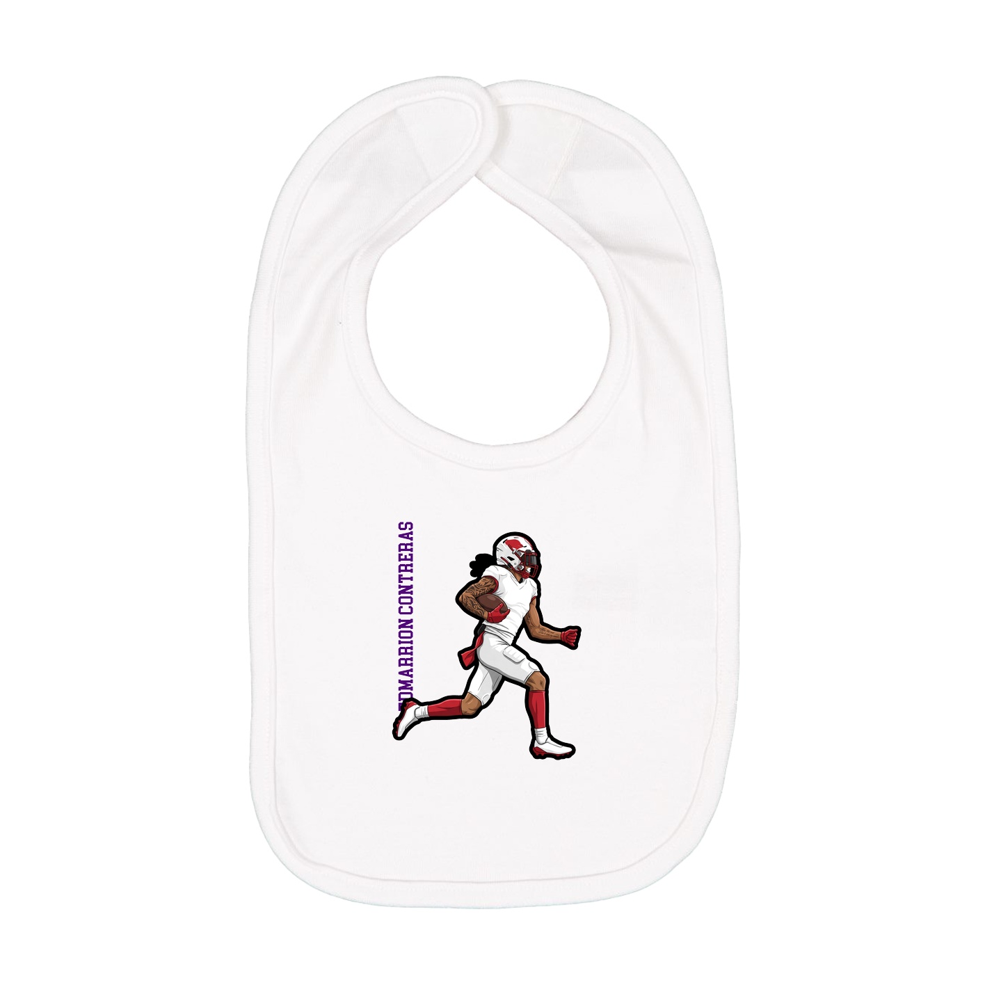 Infant Bib — Name Vertical in White