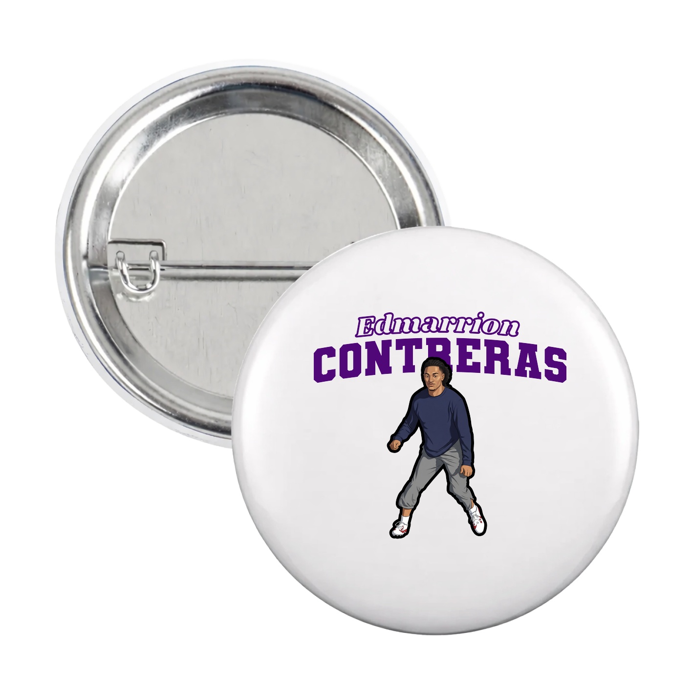 Game Day Button — Name Arch in White