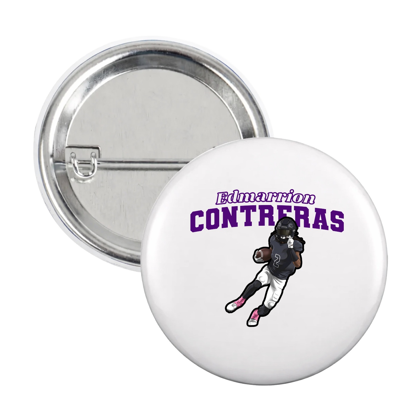 Game Day Button — Name Arch in White