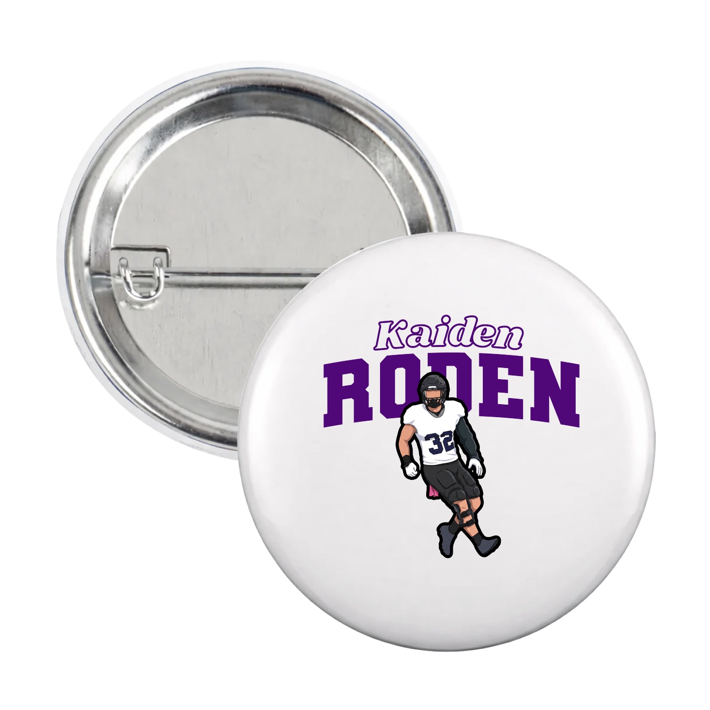 Game Day Button — Name Arch in White