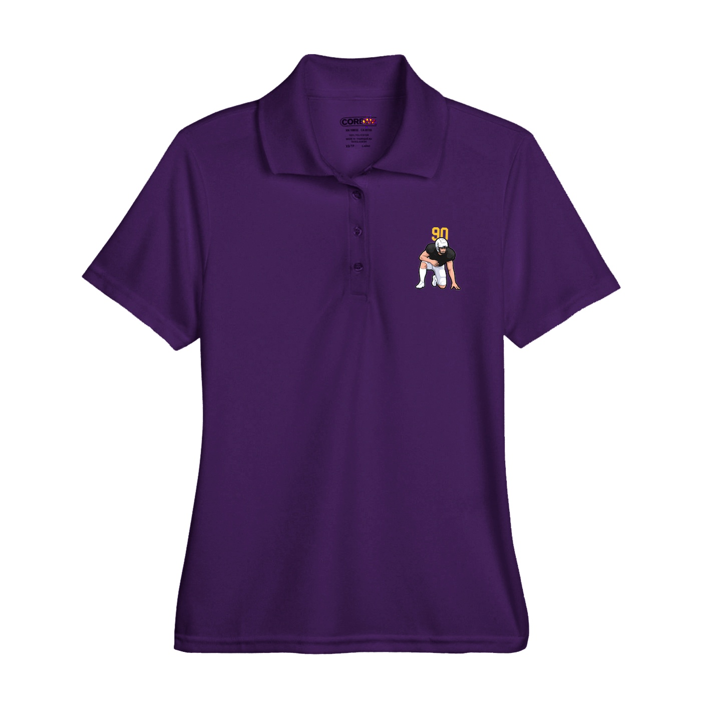 Womens Performance Polo — Number Top in Purple