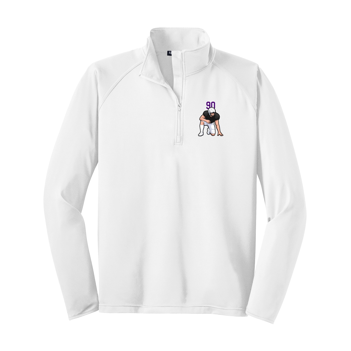 Q-Zip Pullover — Number Top in White
