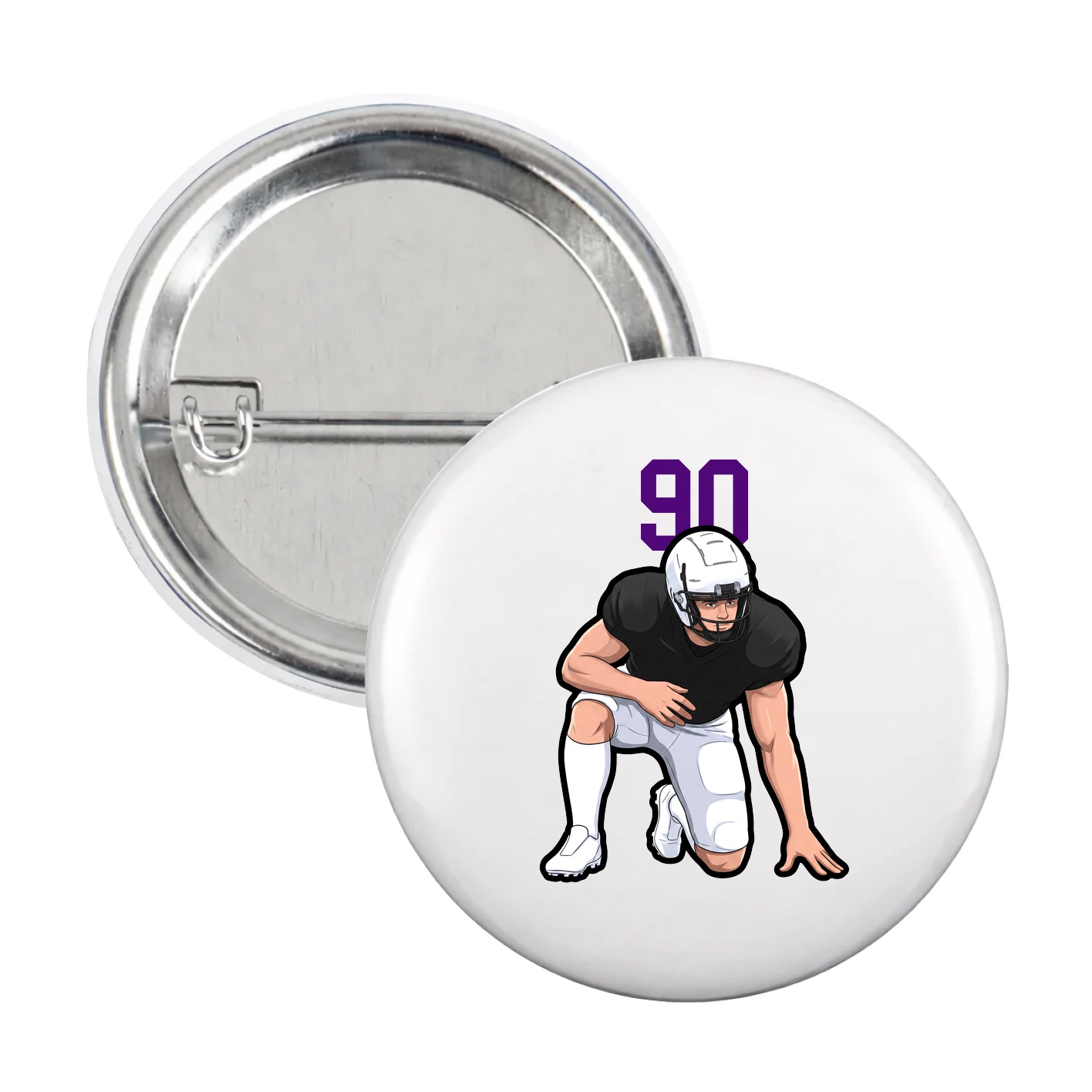Game Day Button — Number Top in White