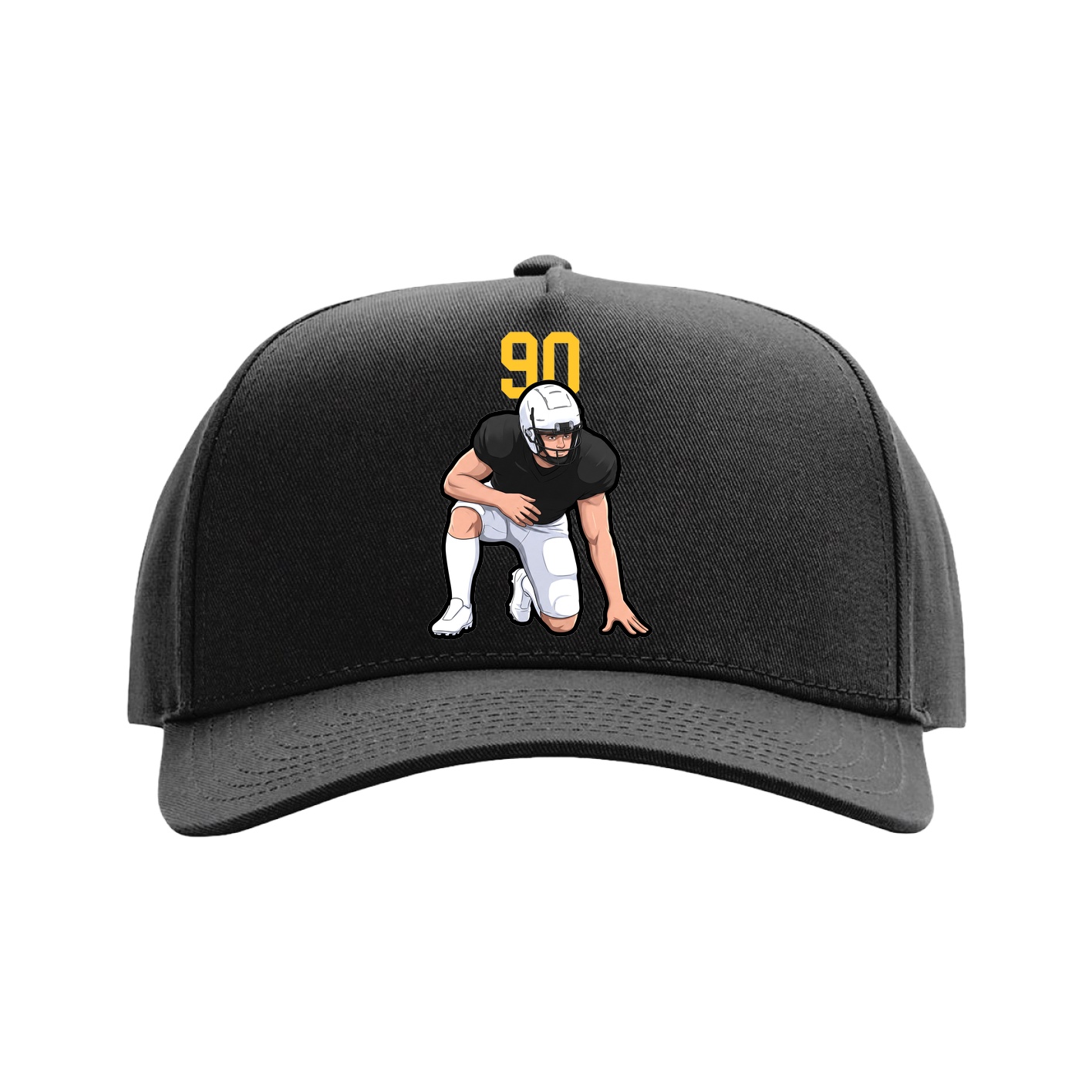 Full Fabric Five-Panel Champ Cap — Number Top in Black