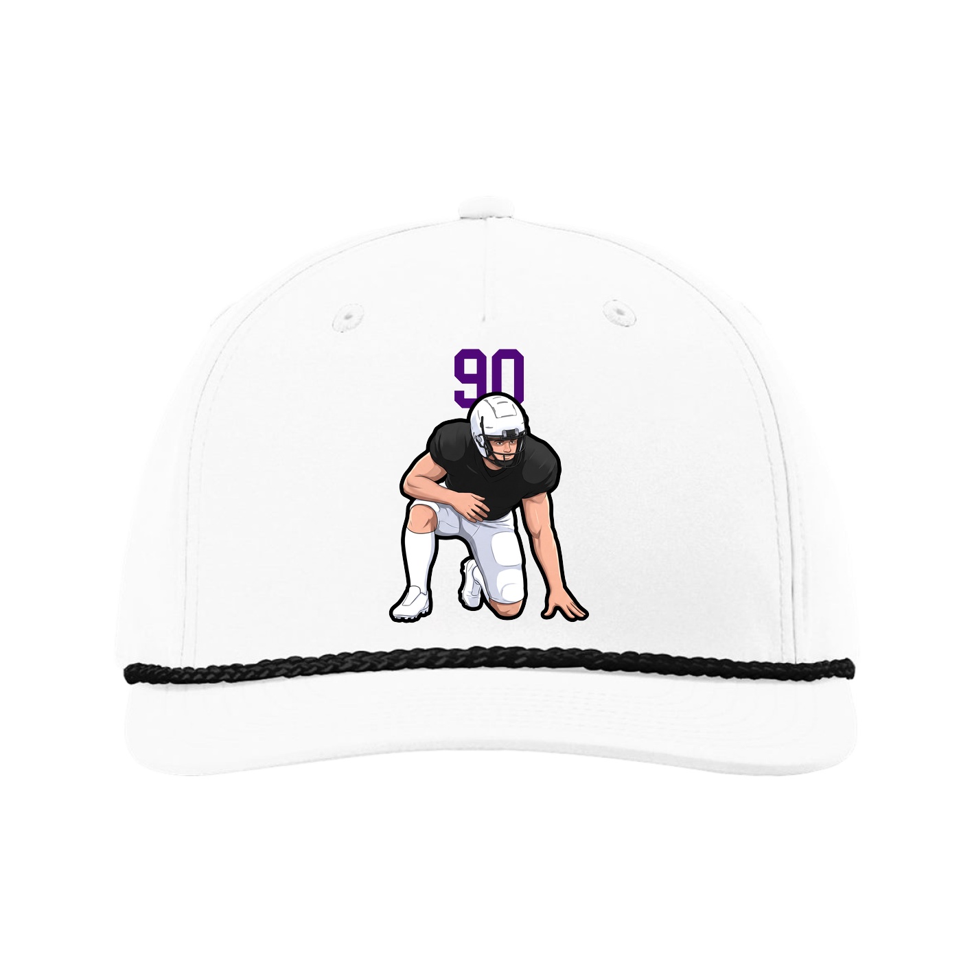 Five-Panel Classic Rope Cap — Number Top in White