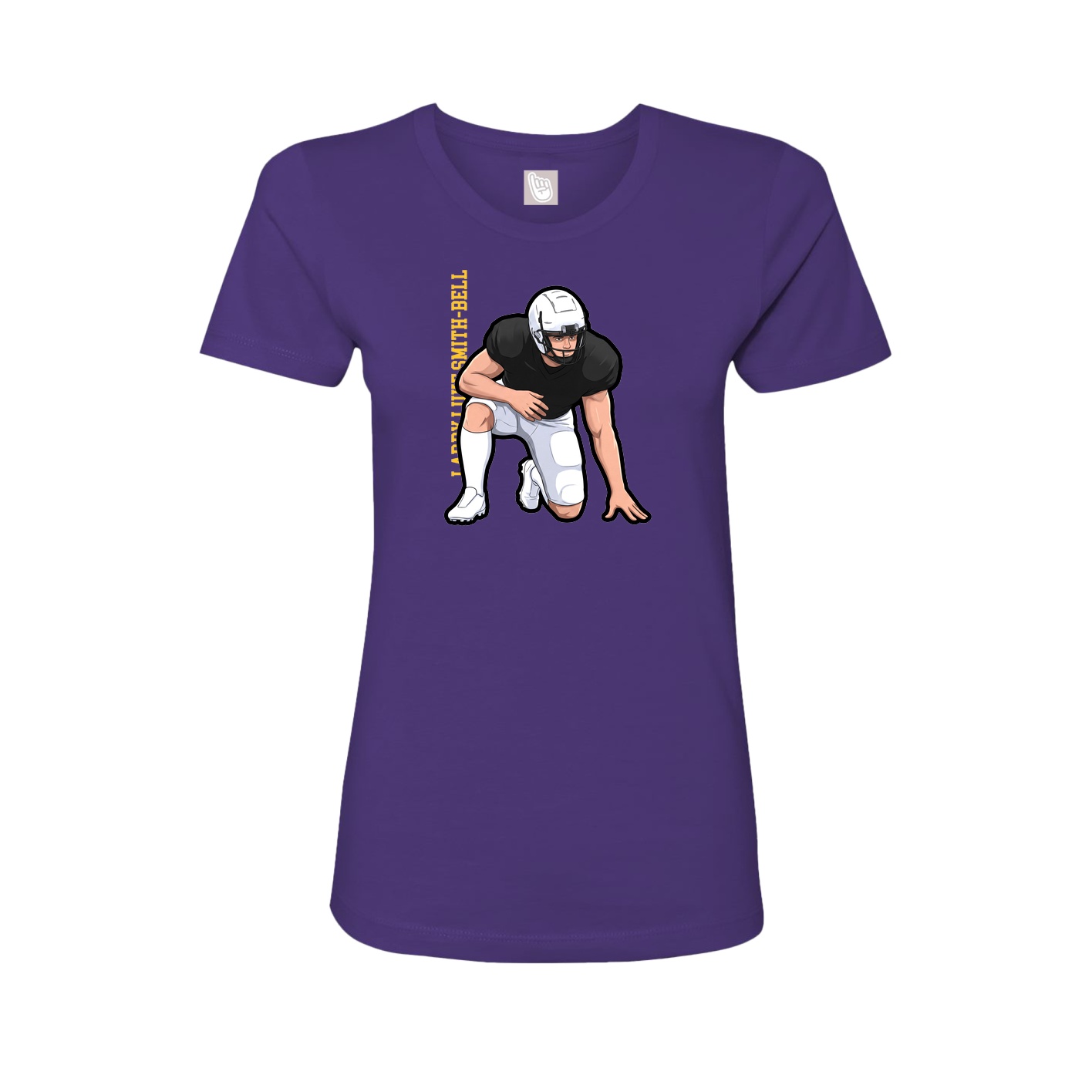 Fitted Women's Tee — Name Vertical in Purple