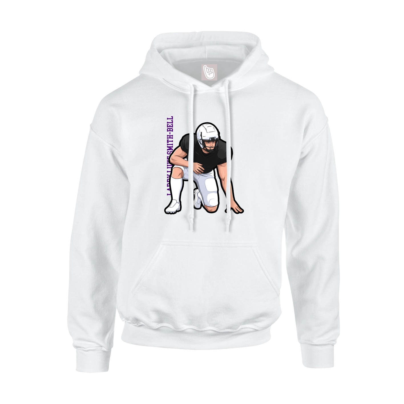 Youth Hoodie — Name Vertical in White