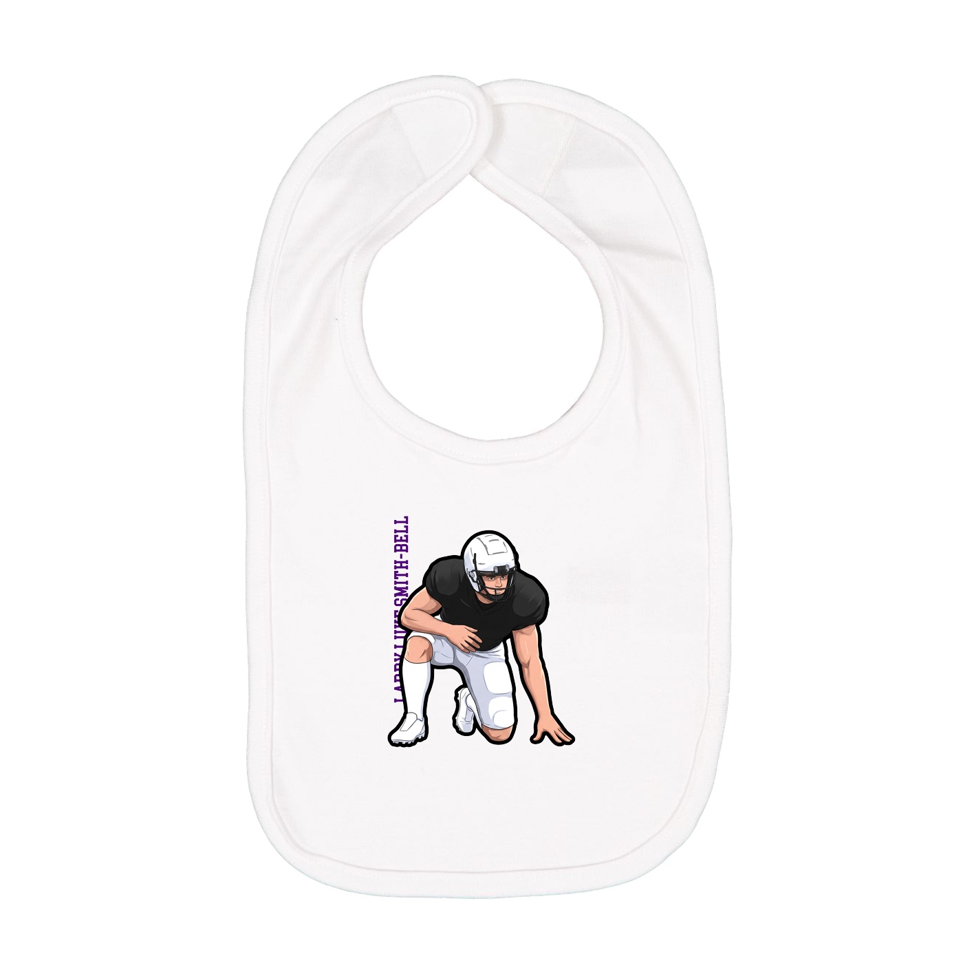 Infant Bib — Name Vertical in White