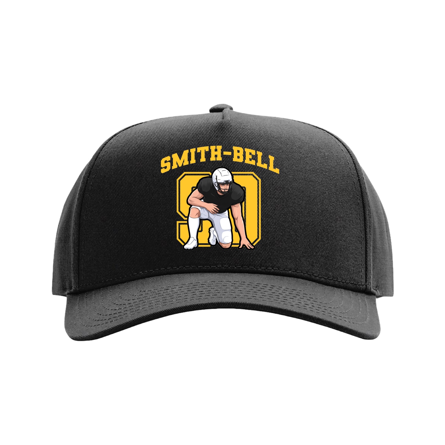 Full Fabric Five-Panel Champ Cap — Number in Black