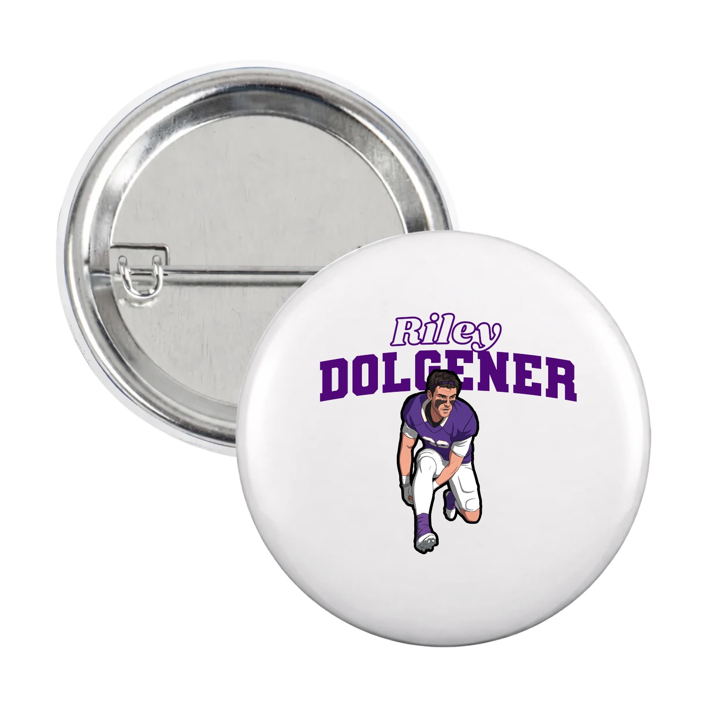 Game Day Button — Name Arch in White