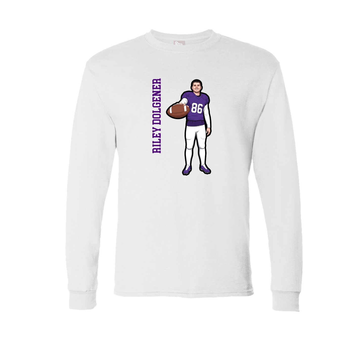 Long Sleeve Tee — Name Vertical in White