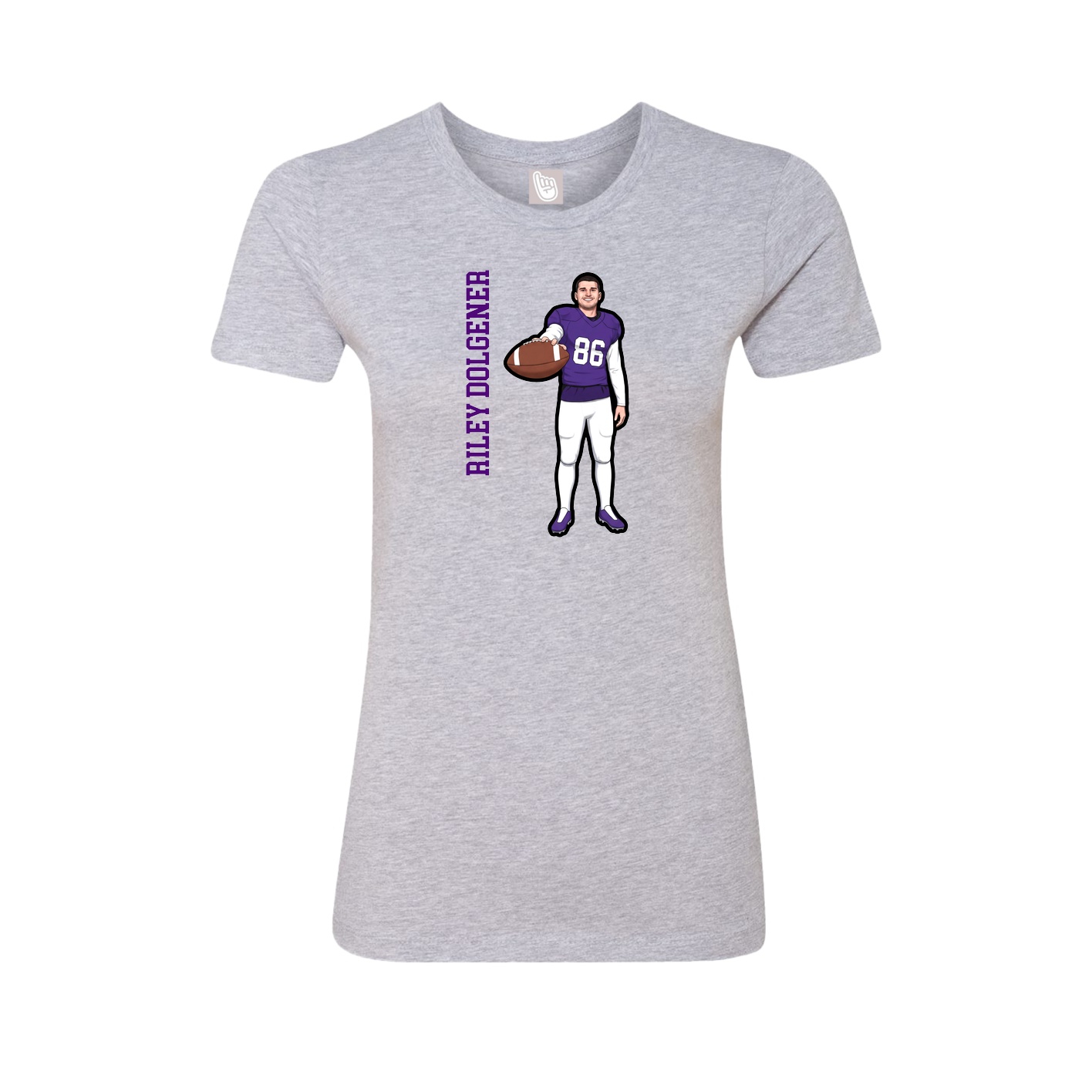 Fitted Women's Tee — Name Vertical in Grey