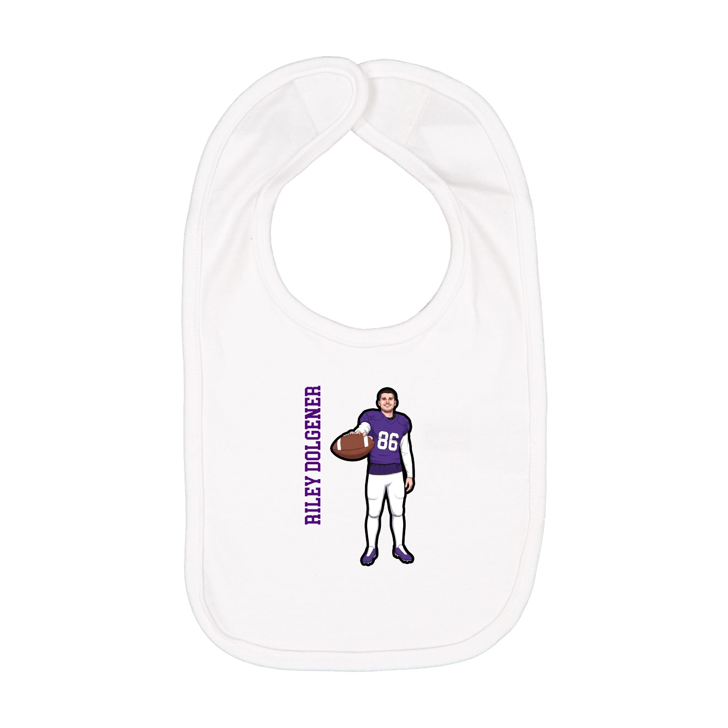 Infant Bib — Name Vertical in White