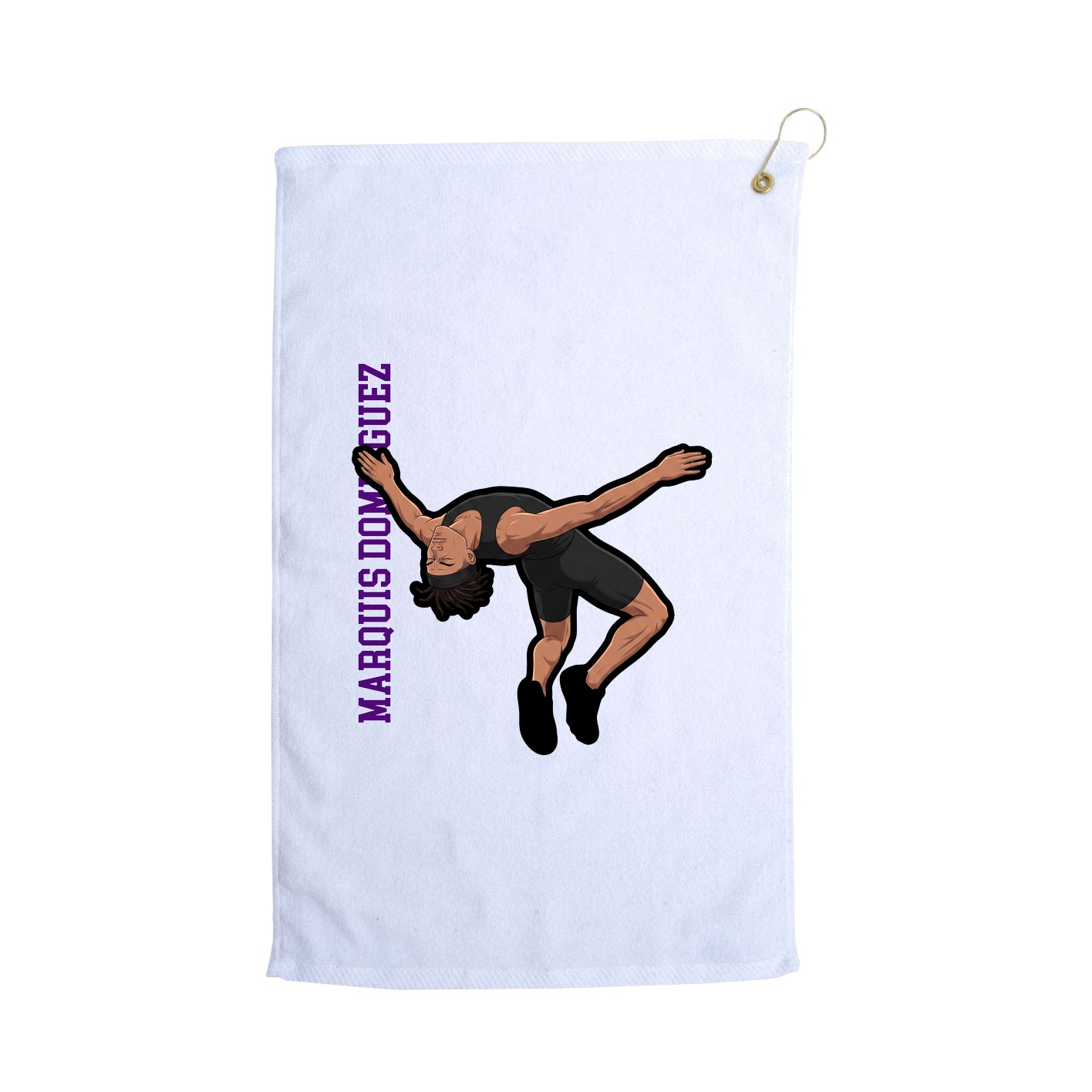 Golf Towel — Name Vertical in White