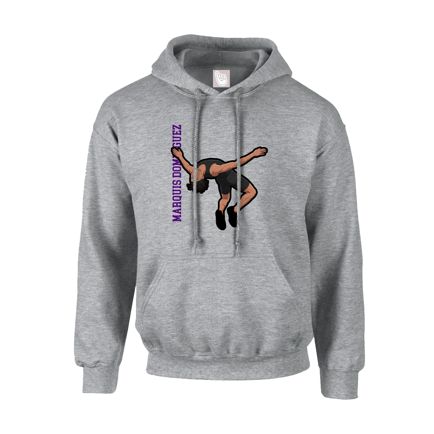Hoodie — Name Vertical in Grey