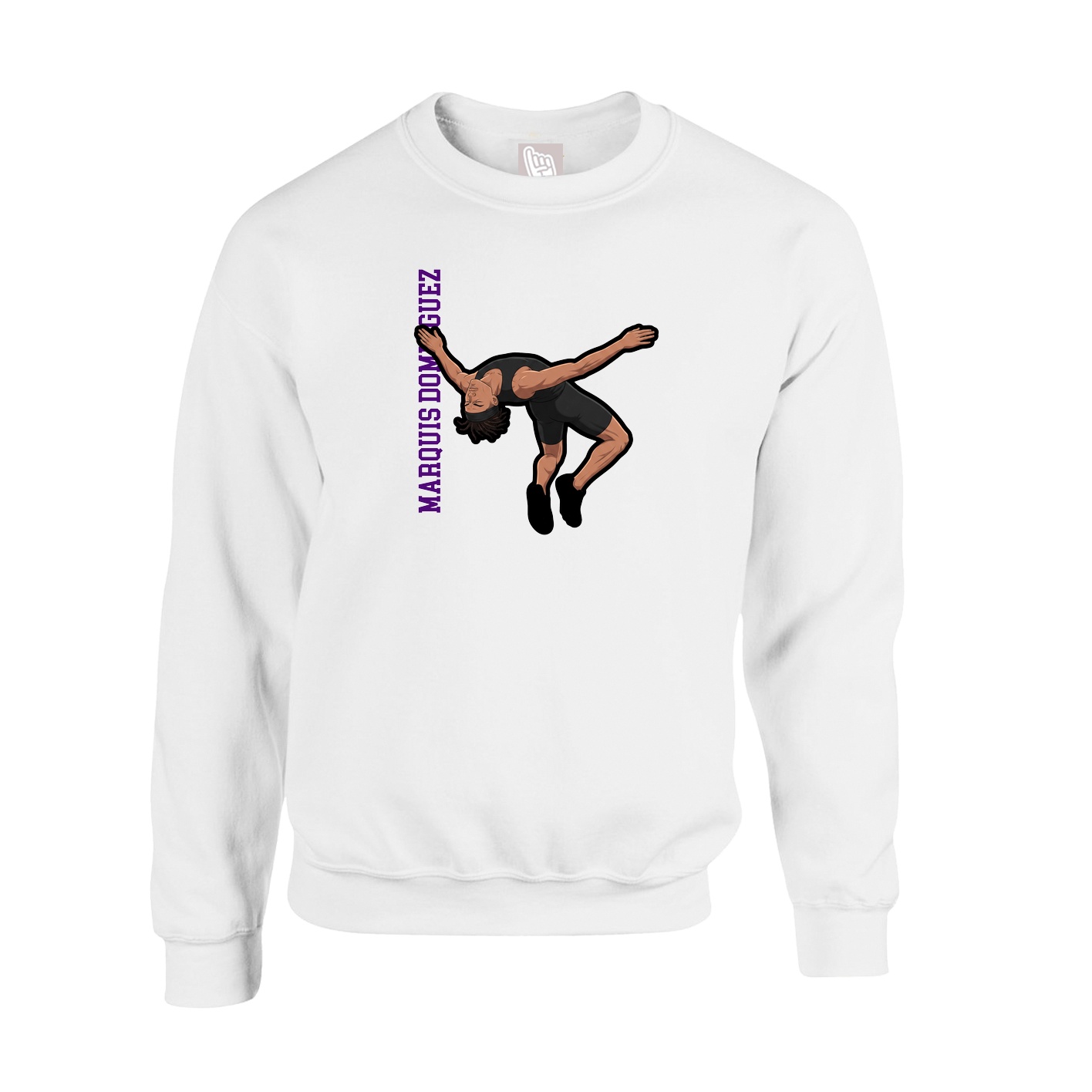 Fleece Crew — Name Vertical in White