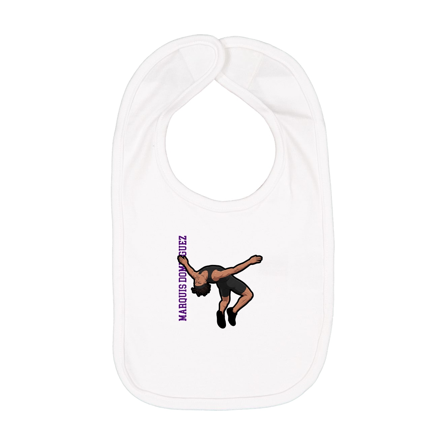 Infant Bib — Name Vertical in White