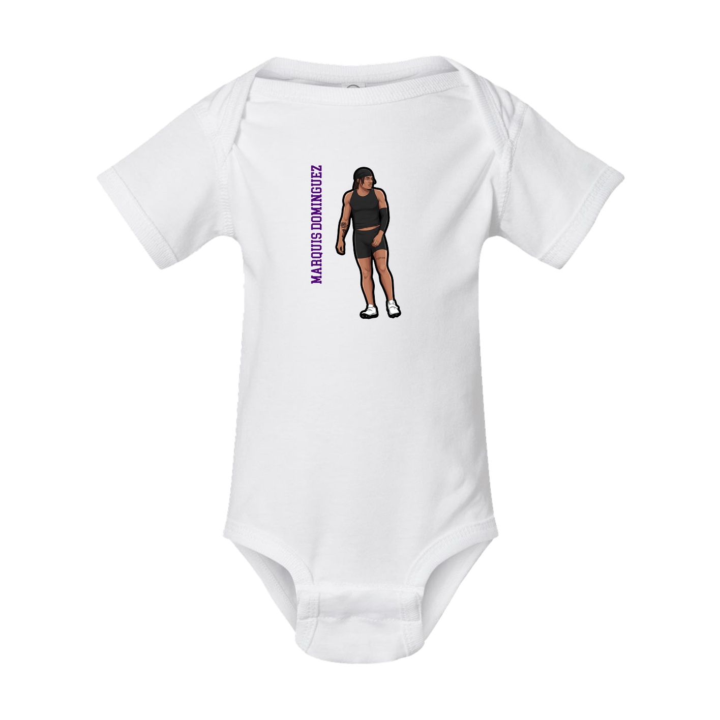 Baby Onesie — Name Vertical in White