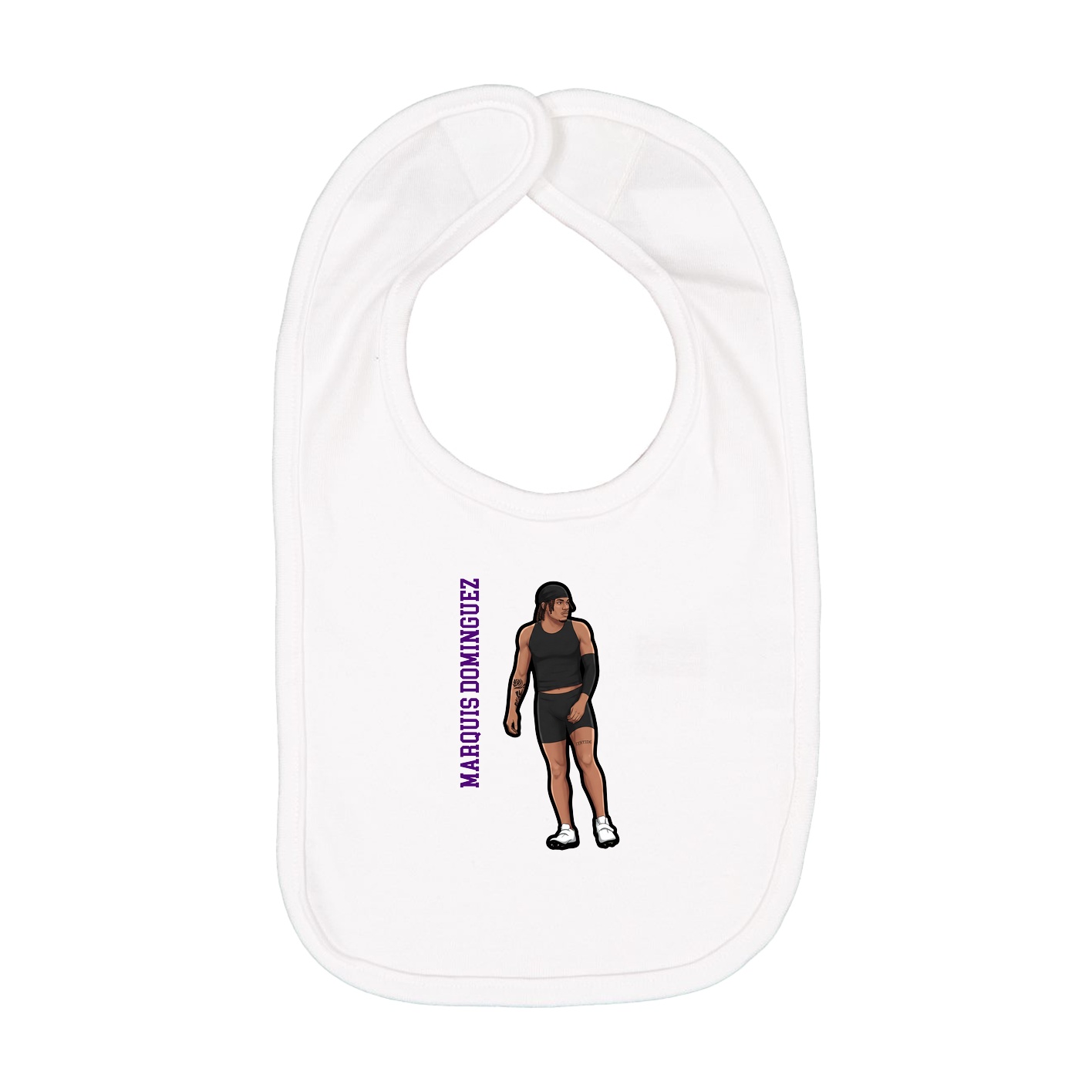 Infant Bib — Name Vertical in White
