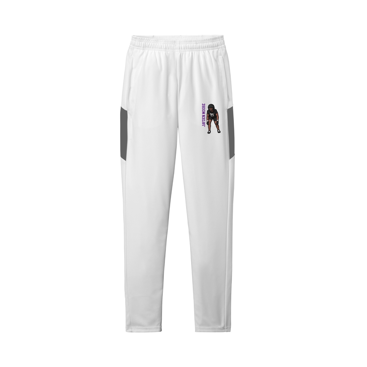 Team Travel Pant — Name Vertical in White/Grey