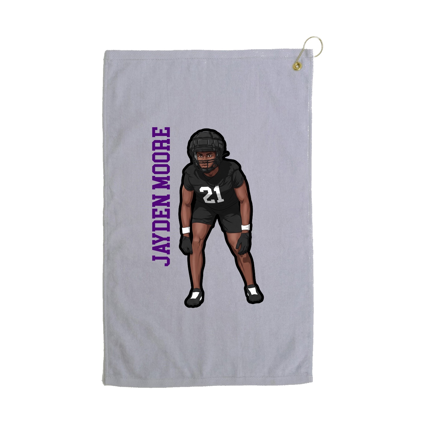 Golf Towel — Name Vertical in Grey