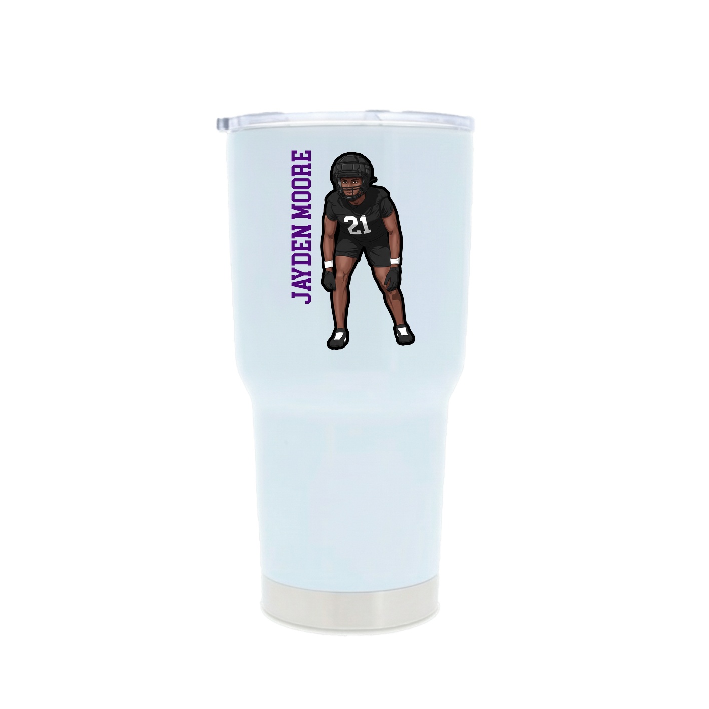 30oz Stainless Steel Tumbler — Name Vertical in White