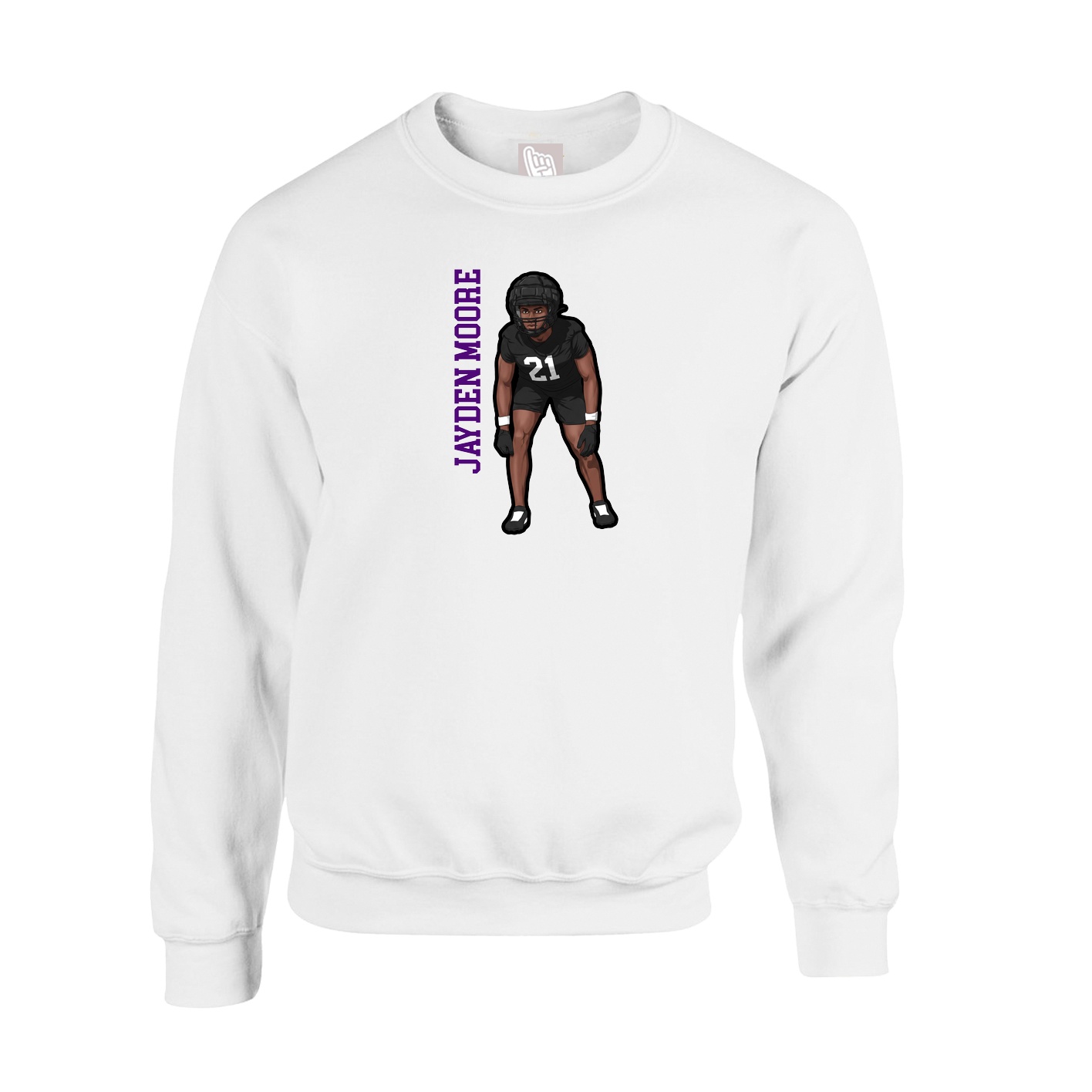 Fleece Crew — Name Vertical in White