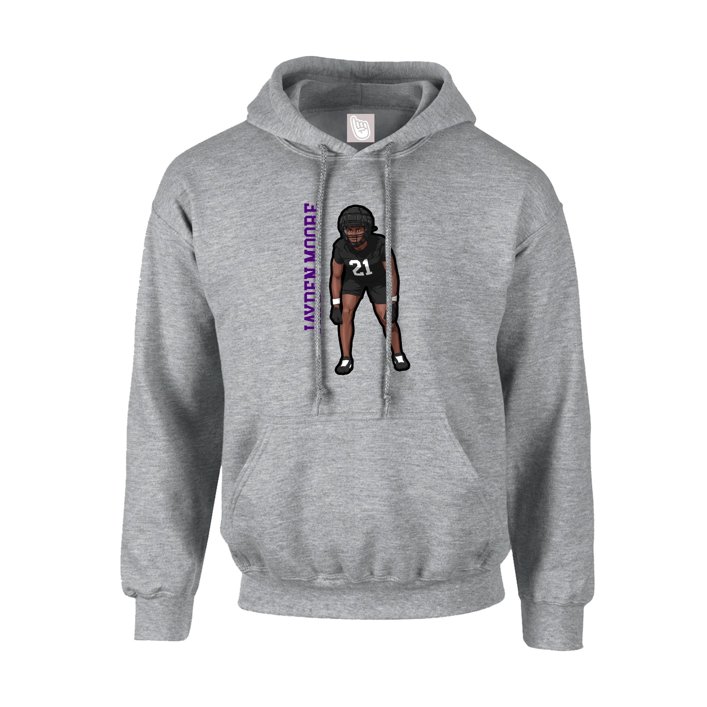 Youth Hoodie — Name Vertical in Grey