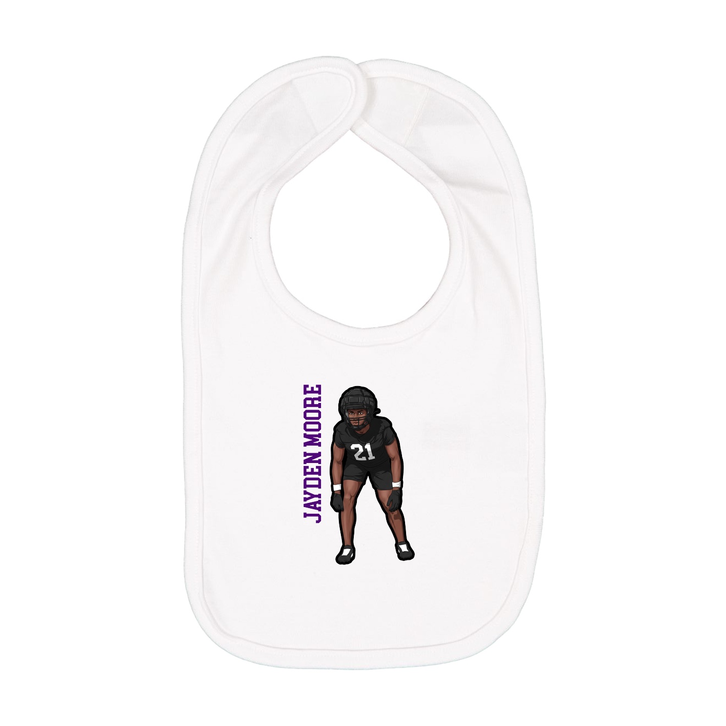 Infant Bib — Name Vertical in White