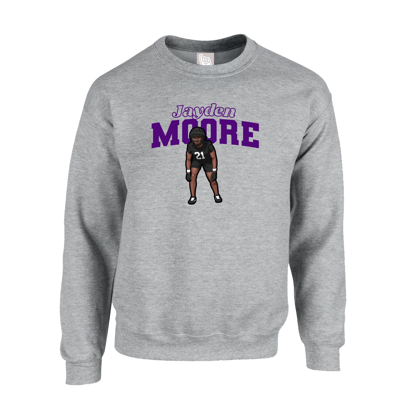 Fleece Crew — Name Arch in Grey