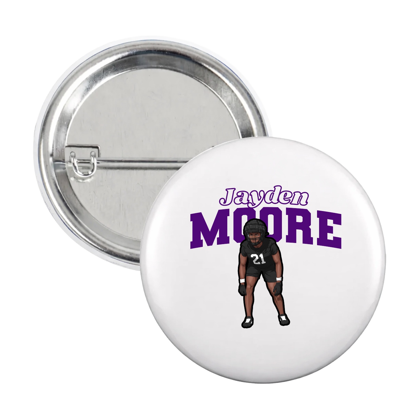 Game Day Button — Name Arch in White