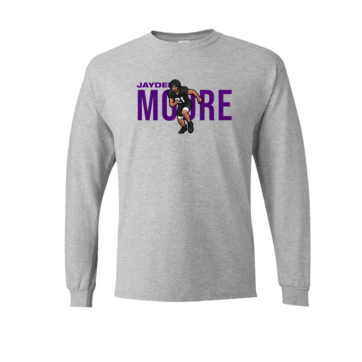 Long Sleeve Tee — Player Name in Grey