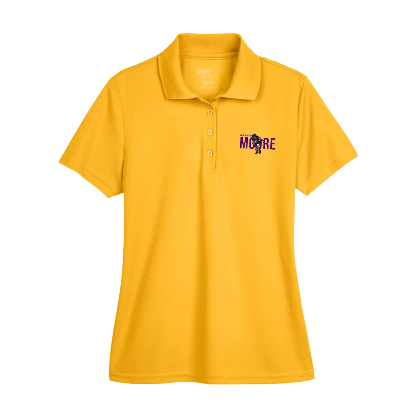 Womens Performance Polo — Player Name in Gold