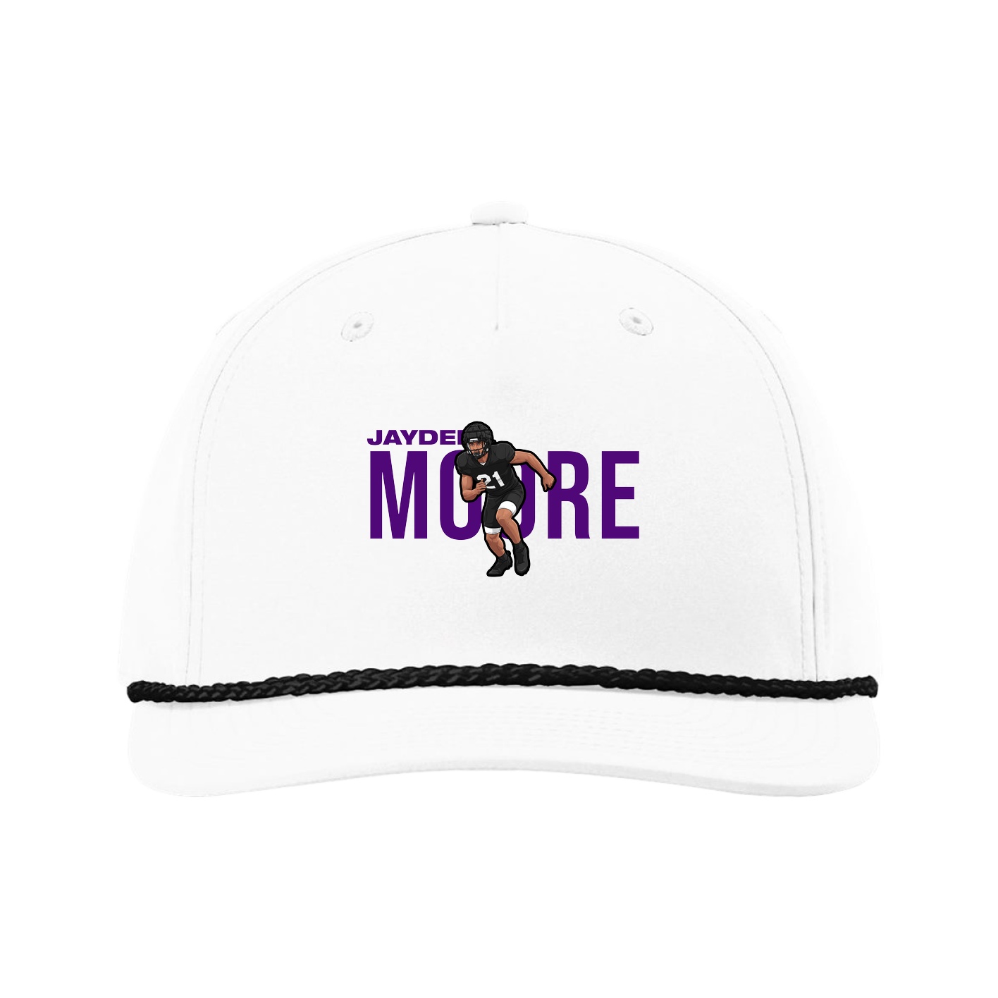 Five-Panel Classic Rope Cap — Player Name in White