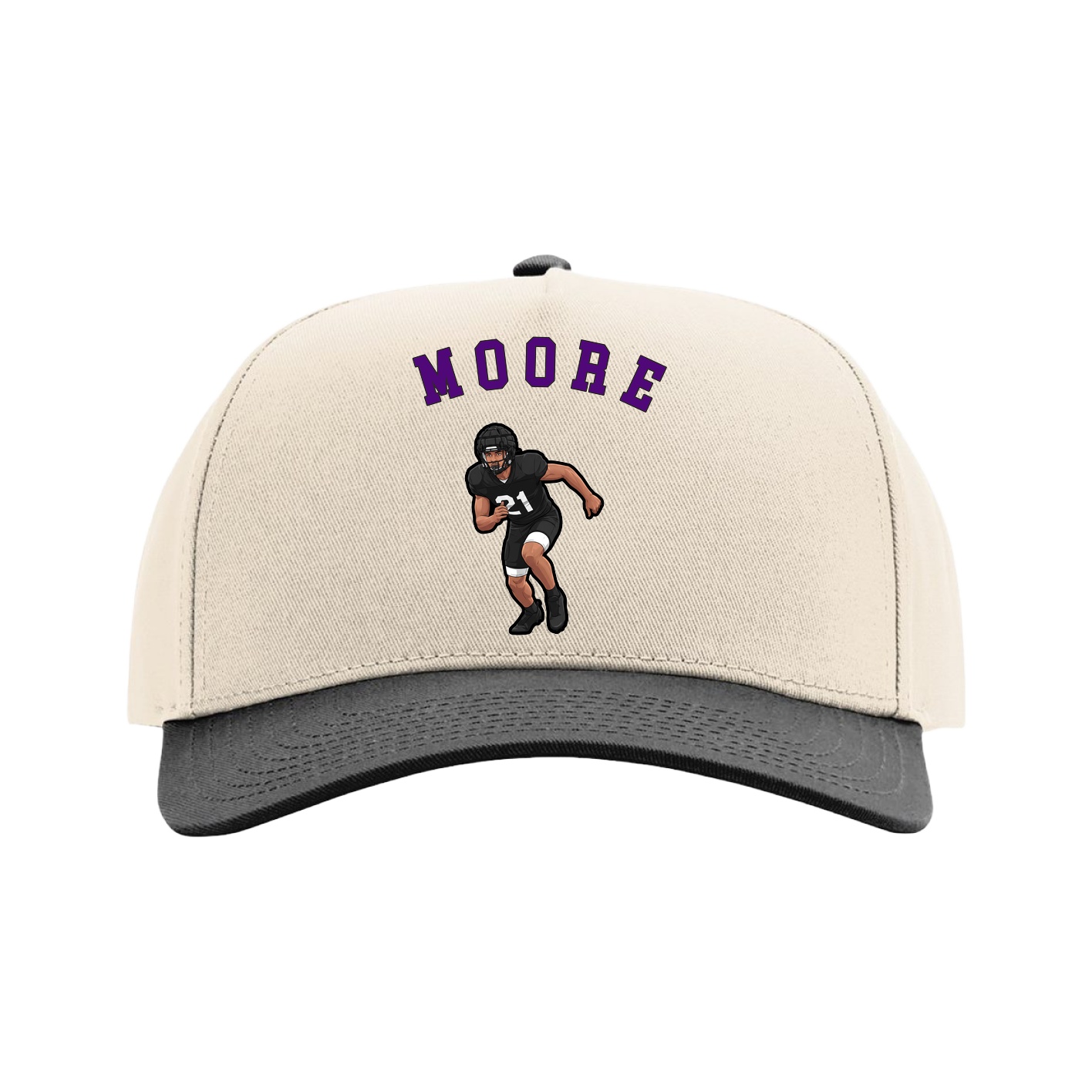 Full Fabric Five-Panel Champ Cap — Shirsey Arch in Cream/Black